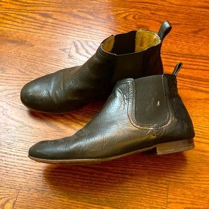 Frye black leather booties